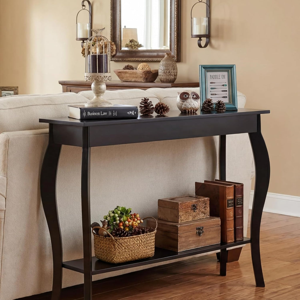 Narrow Console Table, Chic Accent Sofa Table, Entryway Table, Black