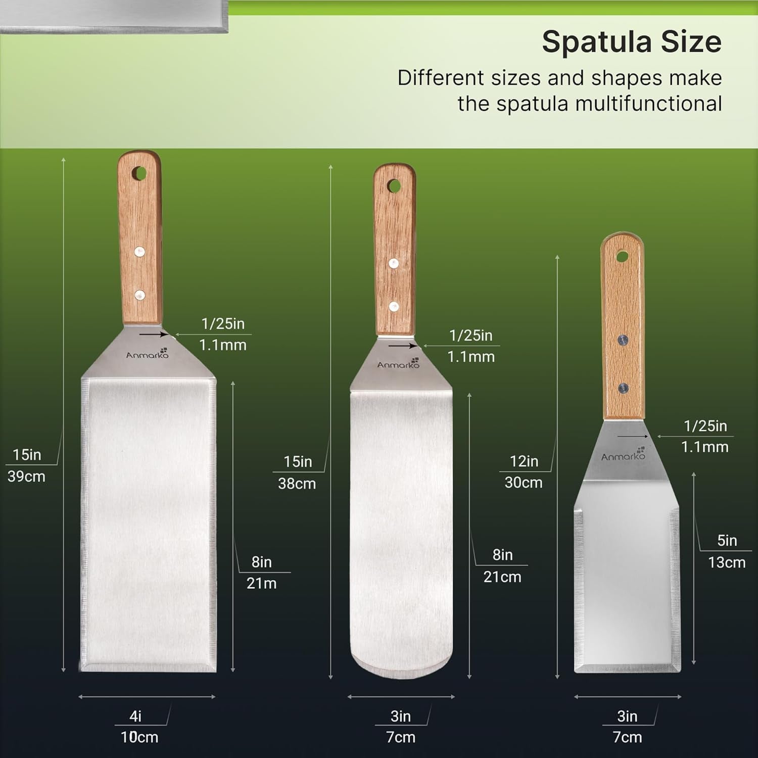 Stainless Steel Metal Spatula Set-Teppaniyaki Spatulas-Griddle Scraper Flat Spatula Pancake Flipper Hamburger Turner-Metal Utensil Great for BBQ Grill Flat Top Cast Iron Griddle Accessories