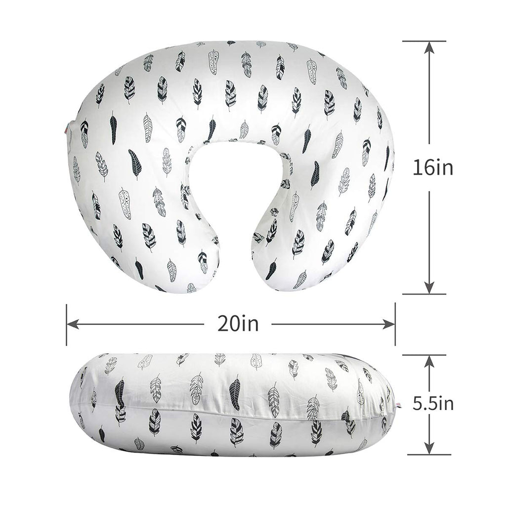 BABY Nursing Pillow Cover Slipcover,100% Organic Cotton ,Soft and Comfortable,Feathers Design,Maternity Breastfeeding Newborn Infant Feeding Cushion Cover, ZT01