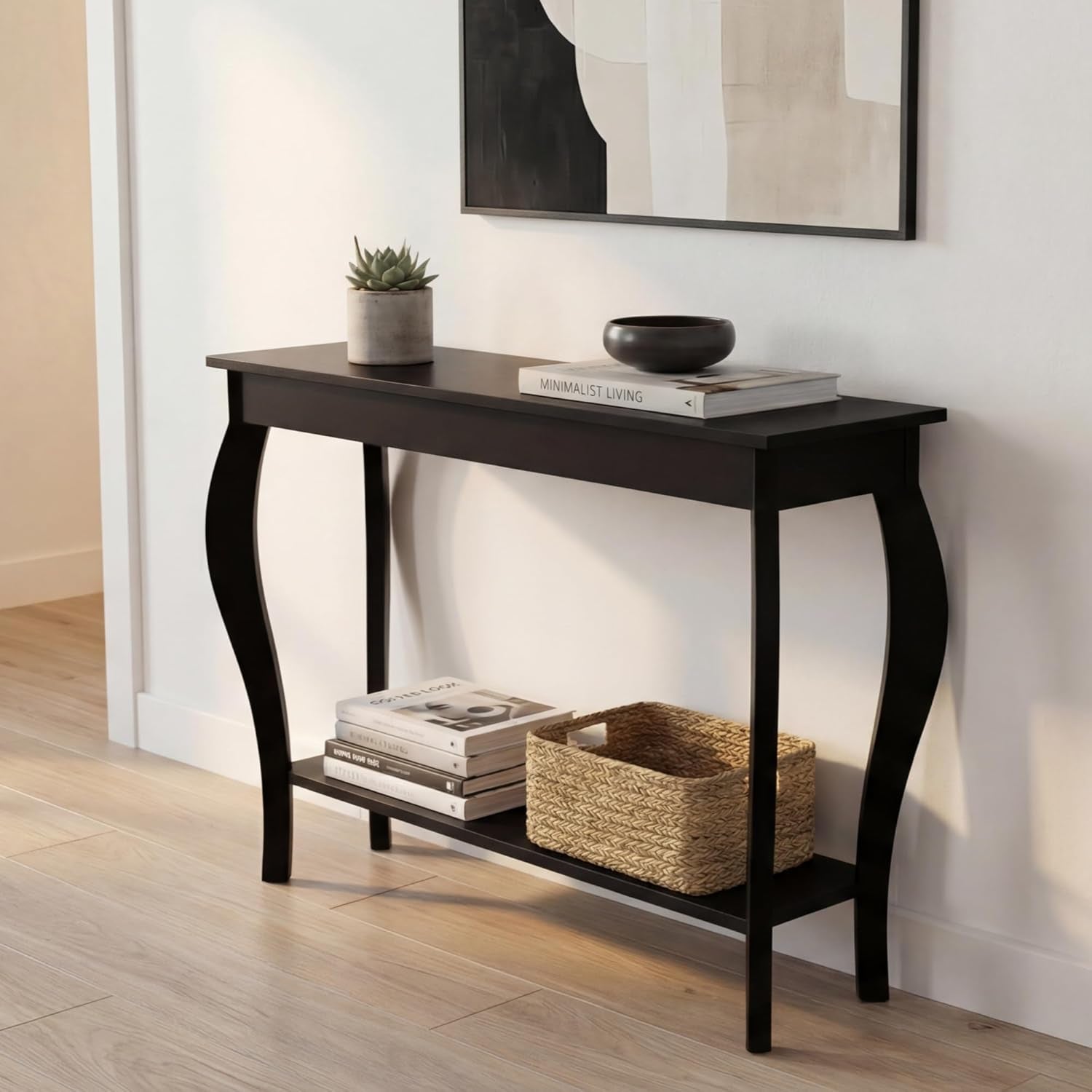 Narrow Console Table, Chic Accent Sofa Table, Entryway Table, Black