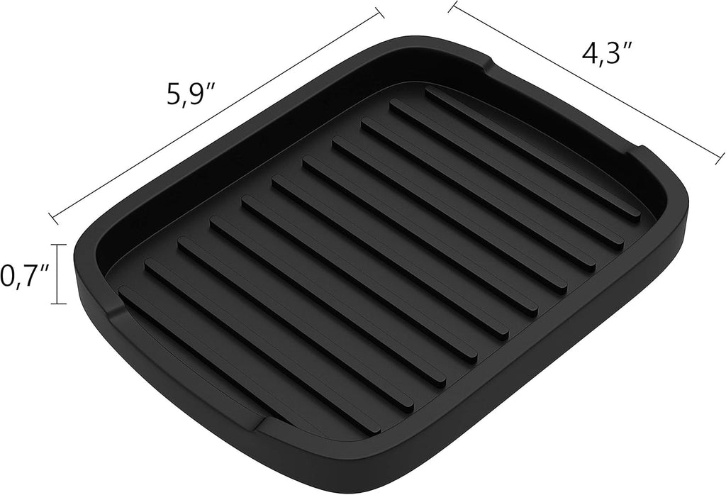 ZAPPOWARE Silicone Sponge Holder -Soap Tray - 5.9" X 4.33" Set -2Pcs (Black)