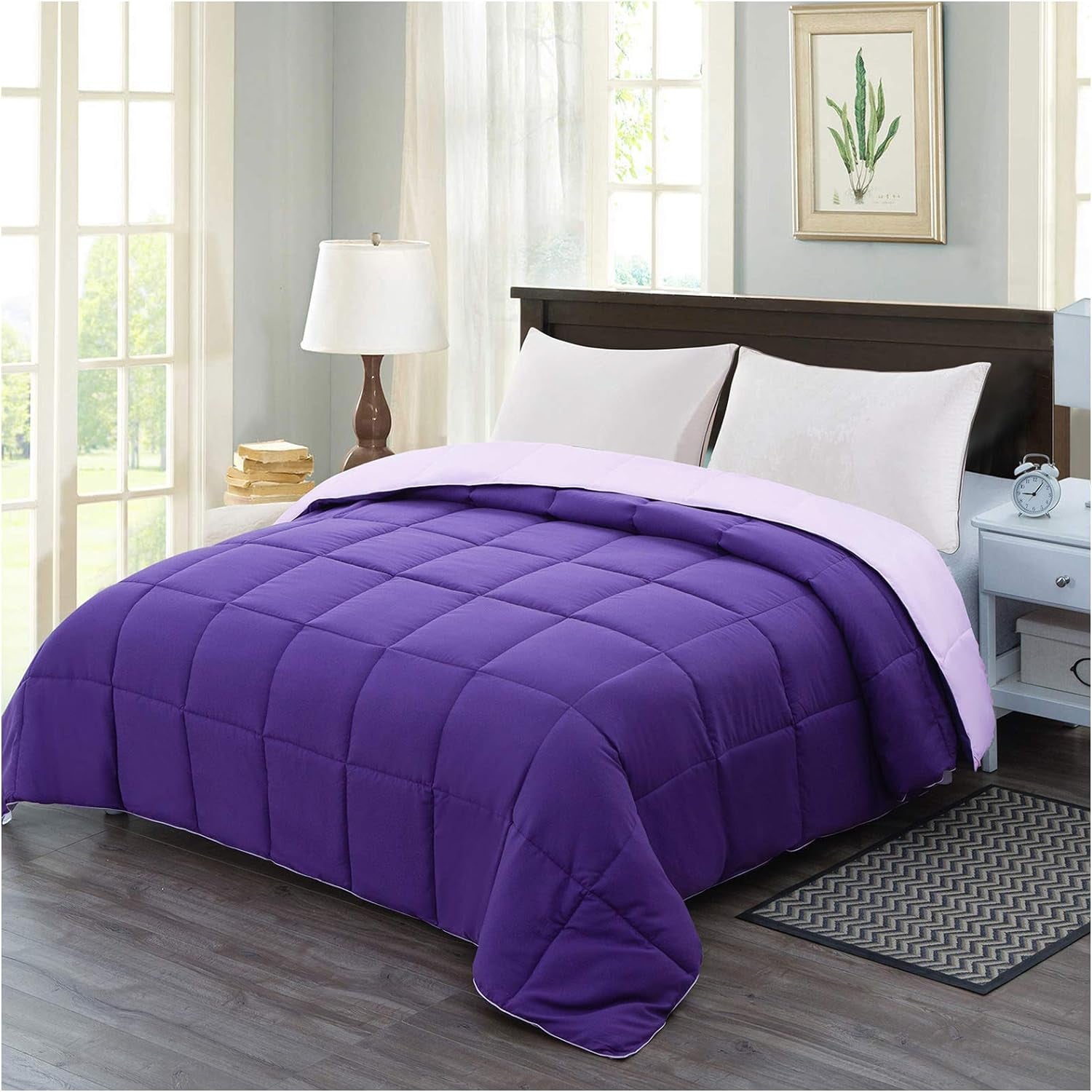 Twin Lightweight Comforter Purple - All Season down Alternative Bed Comforter Summer Duvet Insert Quilted Reversible Comforters Twin Size Plum / Light Purple