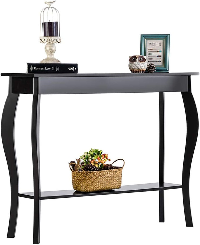 Narrow Console Table, Chic Accent Sofa Table, Entryway Table, Black