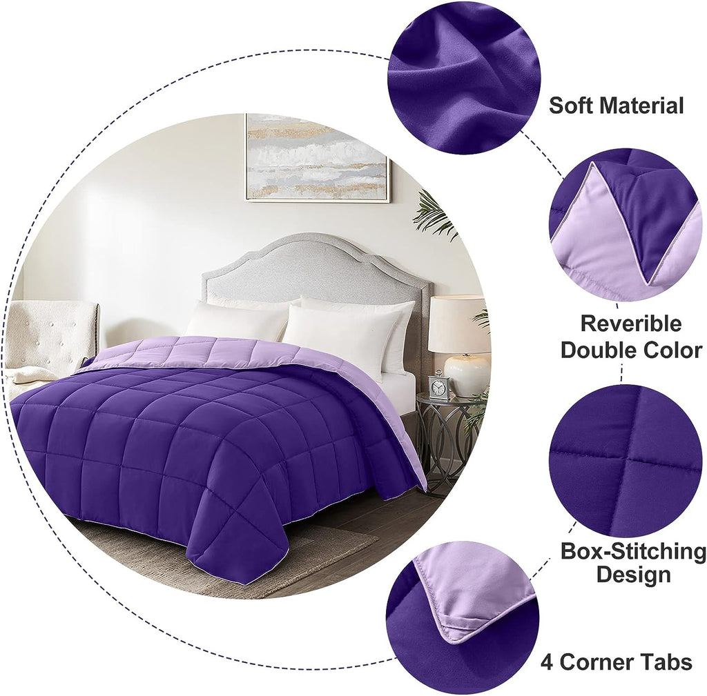 Twin Lightweight Comforter Purple - All Season down Alternative Bed Comforter Summer Duvet Insert Quilted Reversible Comforters Twin Size Plum / Light Purple