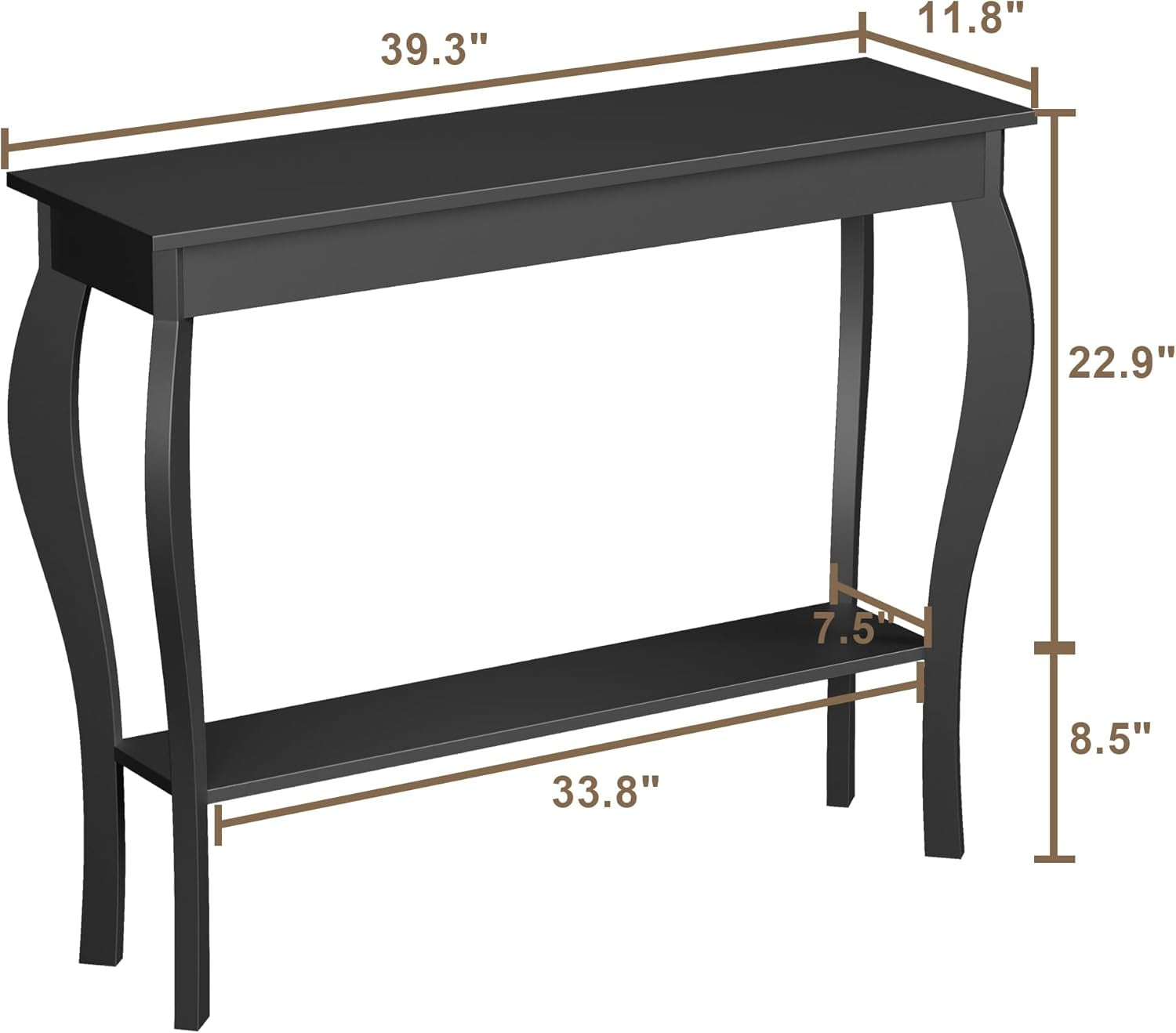 Narrow Console Table, Chic Accent Sofa Table, Entryway Table, Black